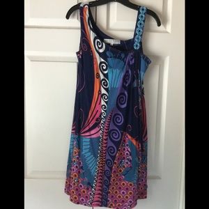 Trina Turk beaded detail print dress size 8